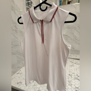 Varley White Sleeveless Polo with Red Zipper
